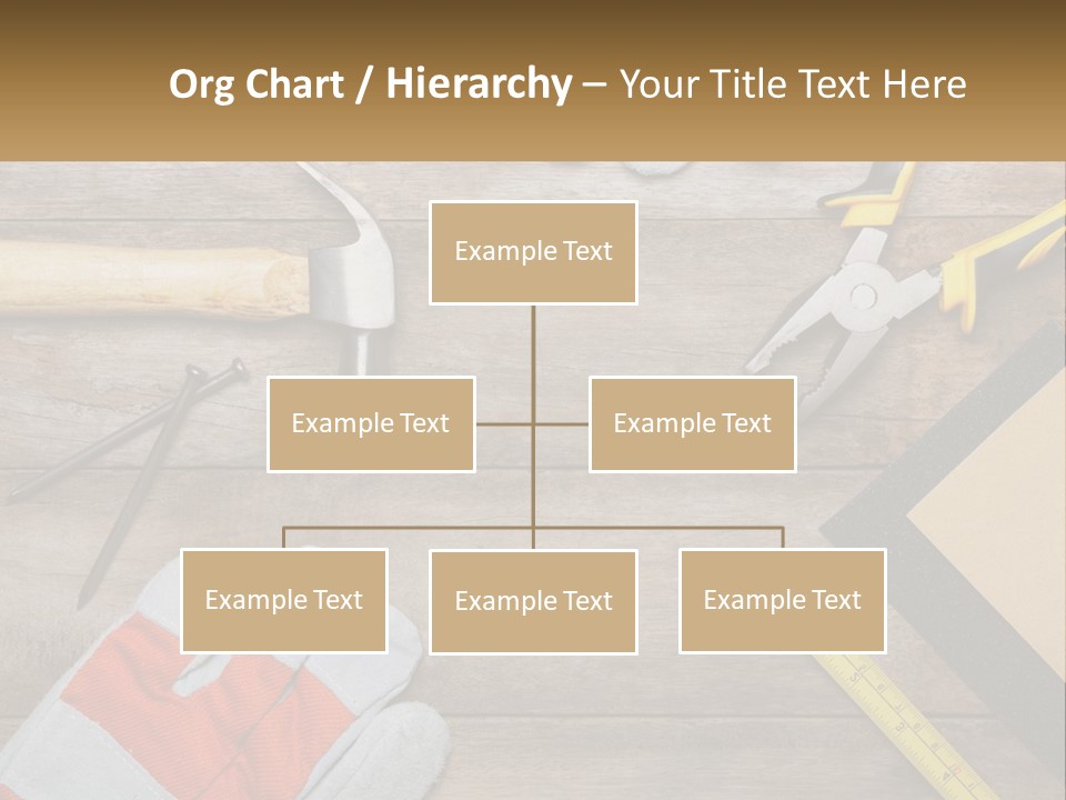 A Wooden Table Topped With Tools And Paper PowerPoint Template