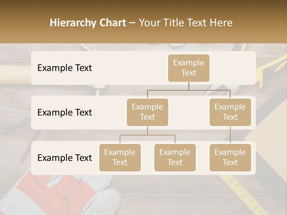 A Wooden Table Topped With Tools And Paper PowerPoint Template