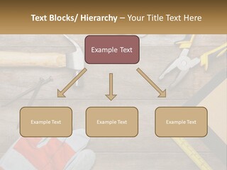 A Wooden Table Topped With Tools And Paper PowerPoint Template