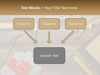 A Wooden Table Topped With Tools And Paper PowerPoint Template