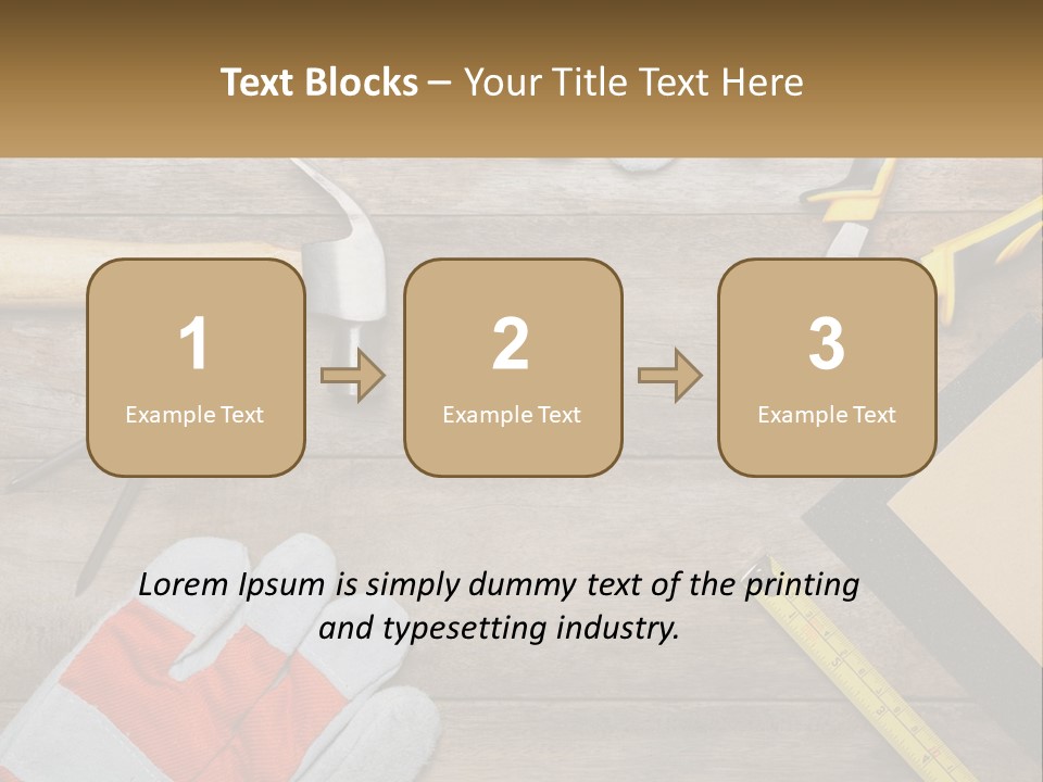 A Wooden Table Topped With Tools And Paper PowerPoint Template