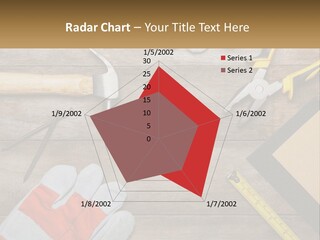 A Wooden Table Topped With Tools And Paper PowerPoint Template