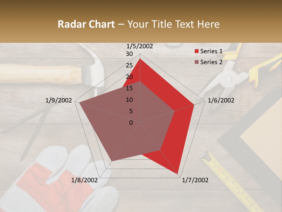 A Wooden Table Topped With Tools And Paper PowerPoint Template
