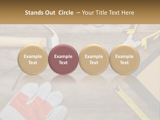 A Wooden Table Topped With Tools And Paper PowerPoint Template