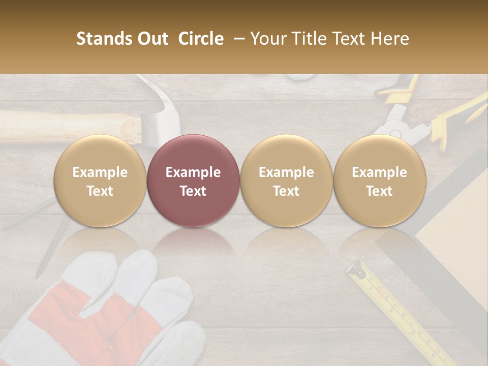 A Wooden Table Topped With Tools And Paper PowerPoint Template