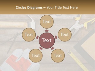 A Wooden Table Topped With Tools And Paper PowerPoint Template