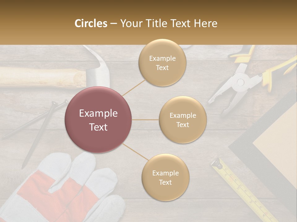 A Wooden Table Topped With Tools And Paper PowerPoint Template