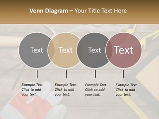A Wooden Table Topped With Tools And Paper PowerPoint Template