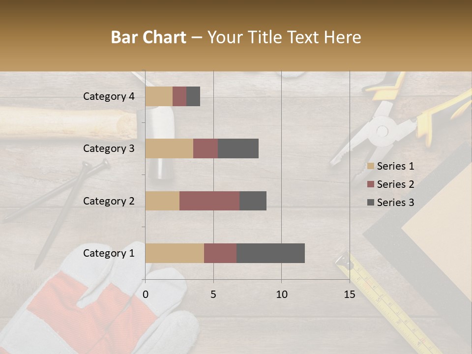 A Wooden Table Topped With Tools And Paper PowerPoint Template