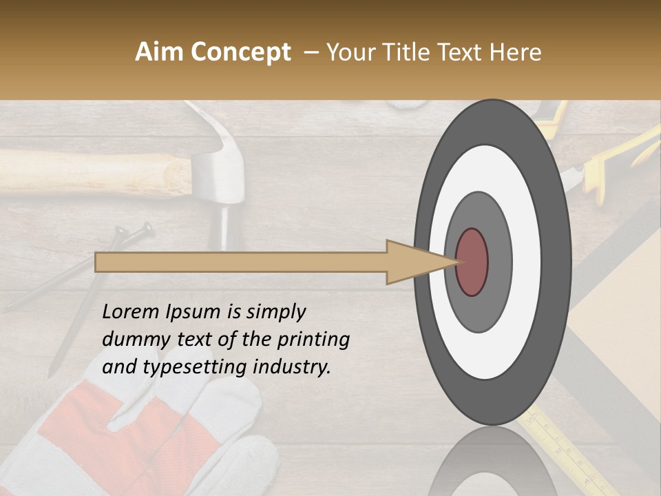 A Wooden Table Topped With Tools And Paper PowerPoint Template