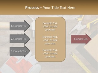 A Wooden Table Topped With Tools And Paper PowerPoint Template