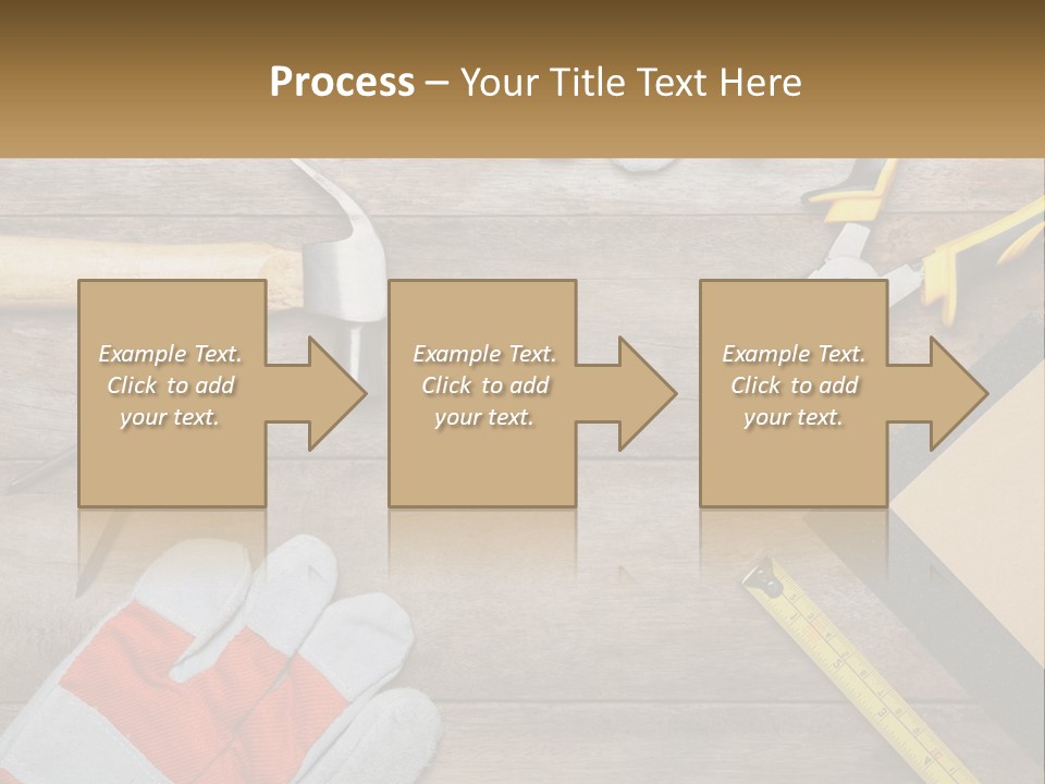 A Wooden Table Topped With Tools And Paper PowerPoint Template