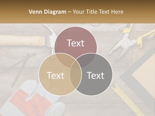 A Wooden Table Topped With Tools And Paper PowerPoint Template