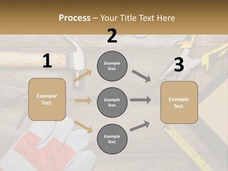 A Wooden Table Topped With Tools And Paper PowerPoint Template