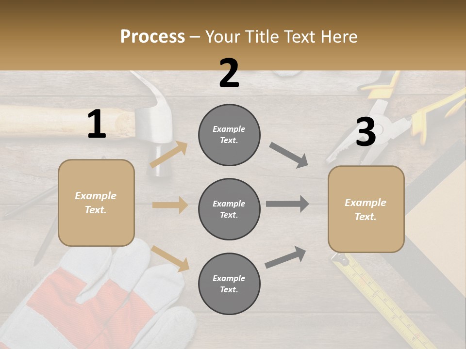 A Wooden Table Topped With Tools And Paper PowerPoint Template