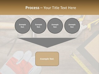 A Wooden Table Topped With Tools And Paper PowerPoint Template