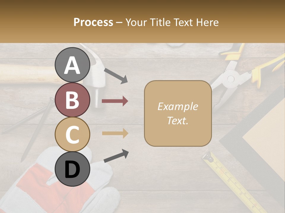 A Wooden Table Topped With Tools And Paper PowerPoint Template