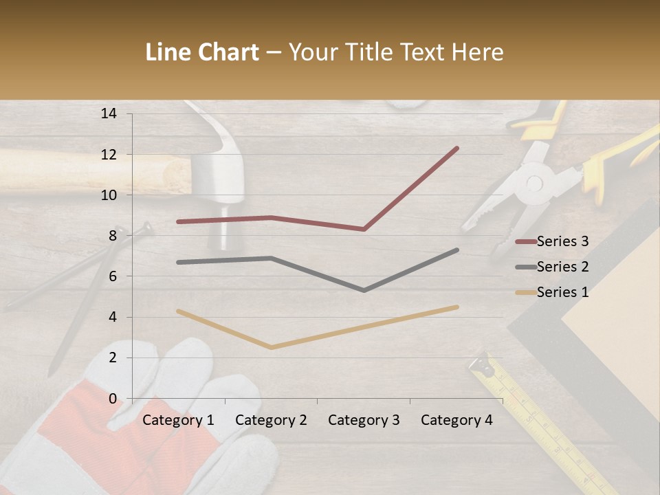 A Wooden Table Topped With Tools And Paper PowerPoint Template