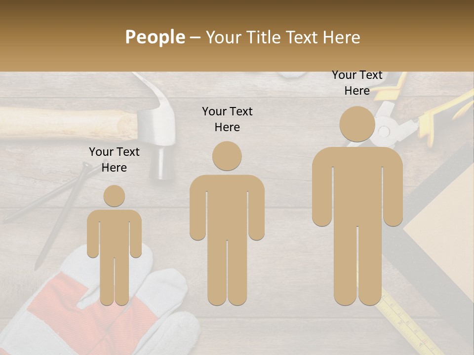 A Wooden Table Topped With Tools And Paper PowerPoint Template