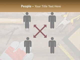 A Wooden Table Topped With Tools And Paper PowerPoint Template