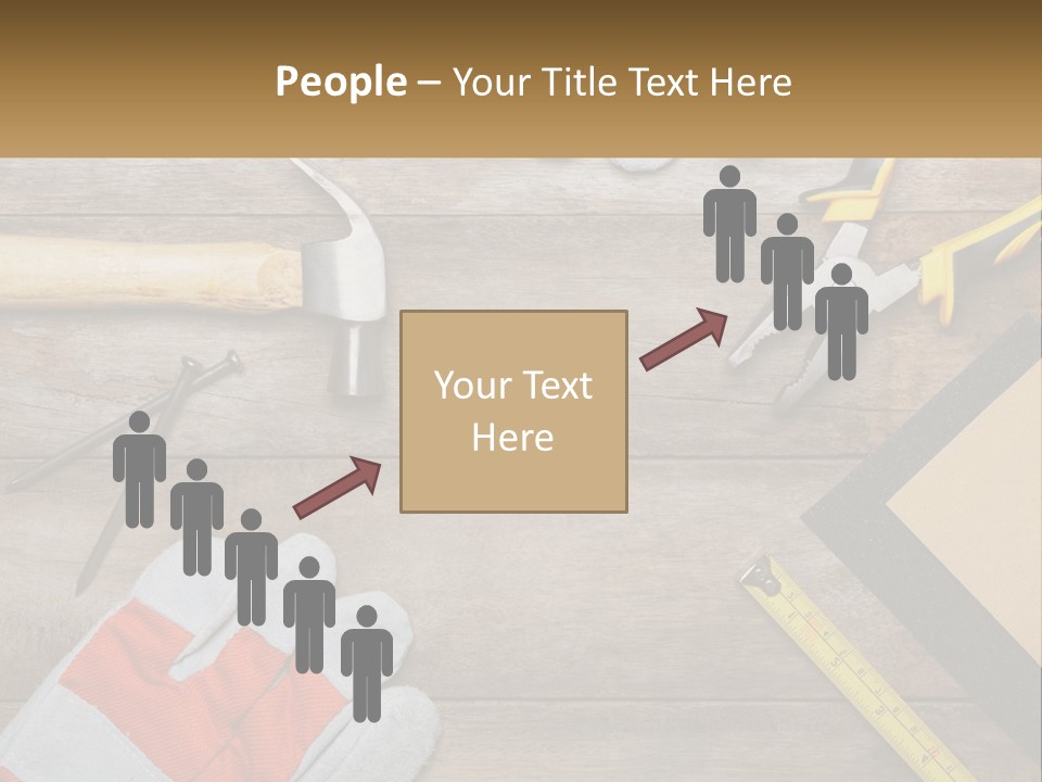 A Wooden Table Topped With Tools And Paper PowerPoint Template