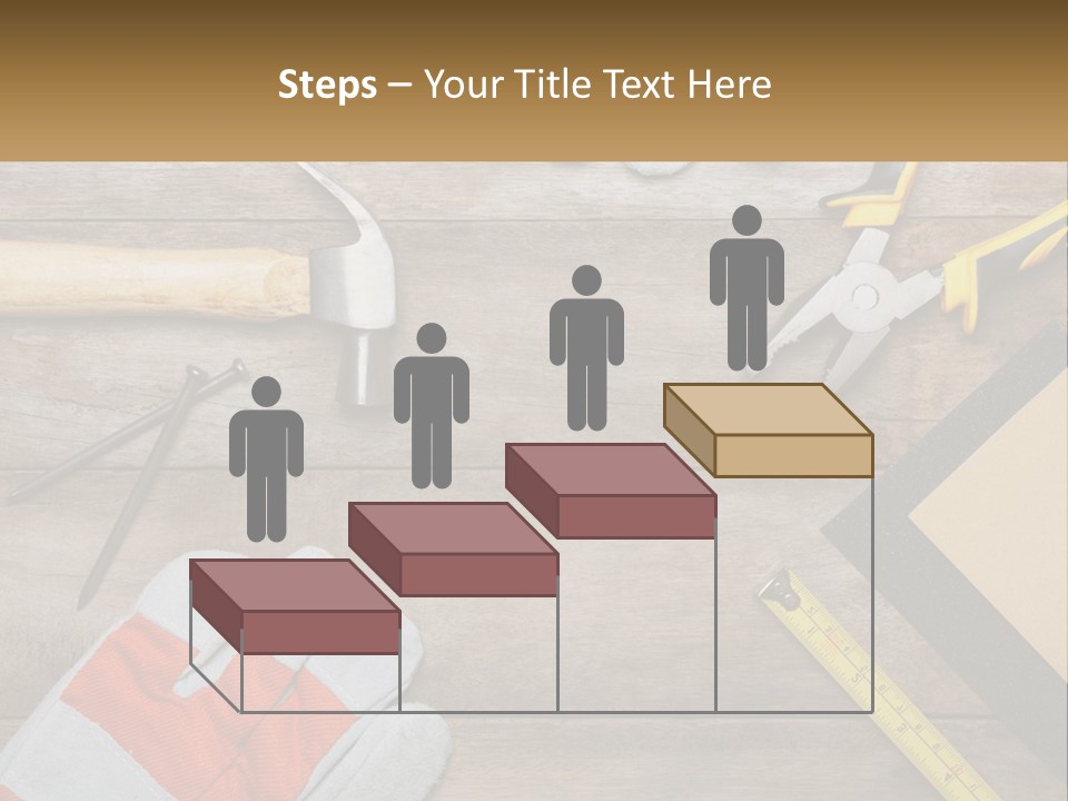 A Wooden Table Topped With Tools And Paper PowerPoint Template