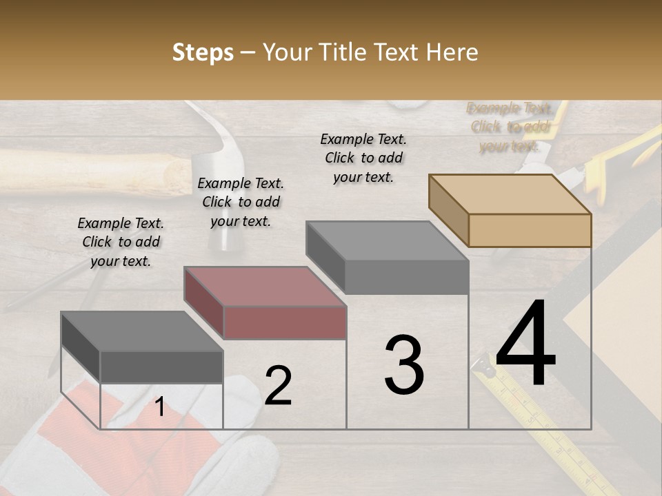 A Wooden Table Topped With Tools And Paper PowerPoint Template