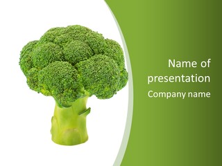 A Piece Of Broccoli On A White And Green Background PowerPoint Template