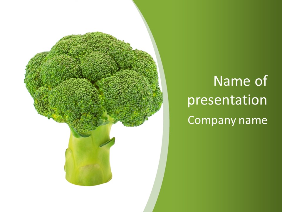 A Piece Of Broccoli On A White And Green Background PowerPoint Template