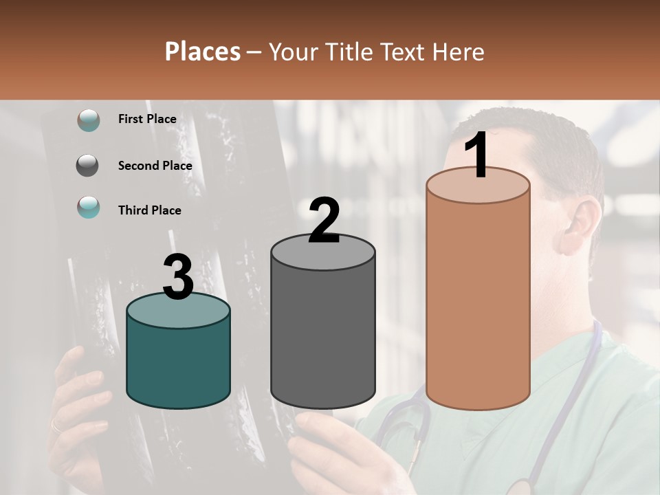 A Man Holding Up A Medical Powerpoint Presentation PowerPoint Template