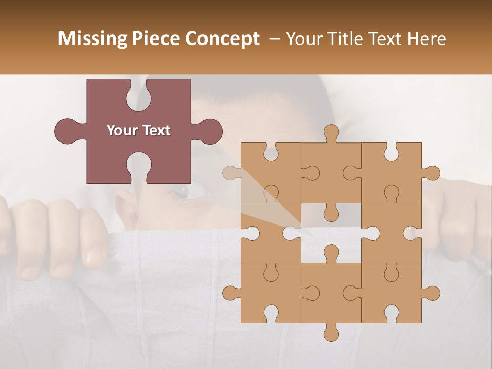 A Boy Peeking Over A Pillow With His Eyes Wide Open PowerPoint Template