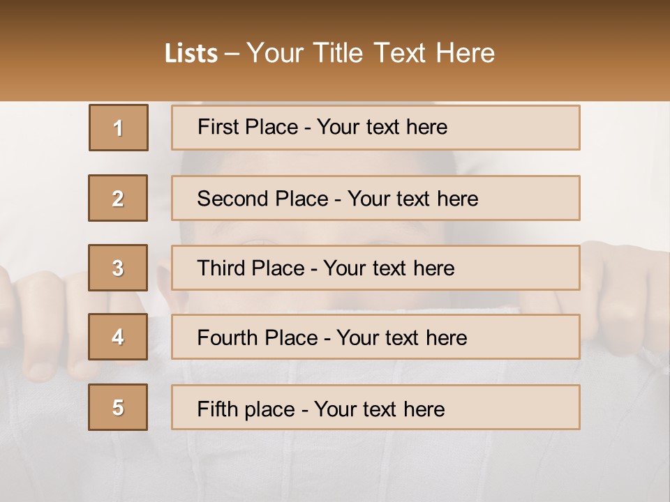 A Boy Peeking Over A Pillow With His Eyes Wide Open PowerPoint Template