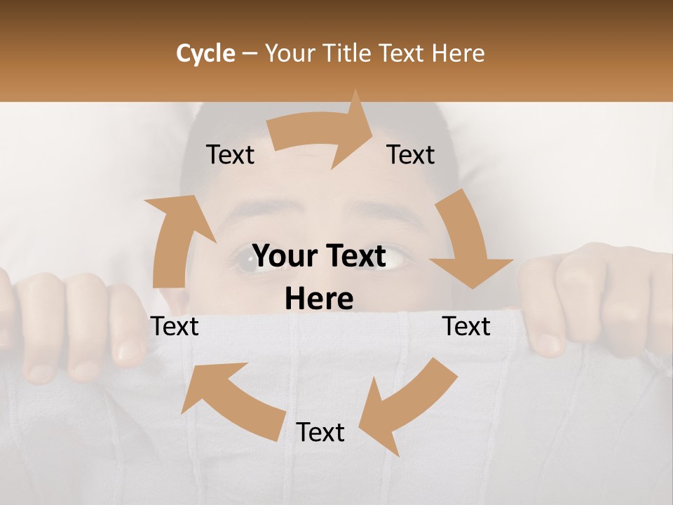 A Boy Peeking Over A Pillow With His Eyes Wide Open PowerPoint Template