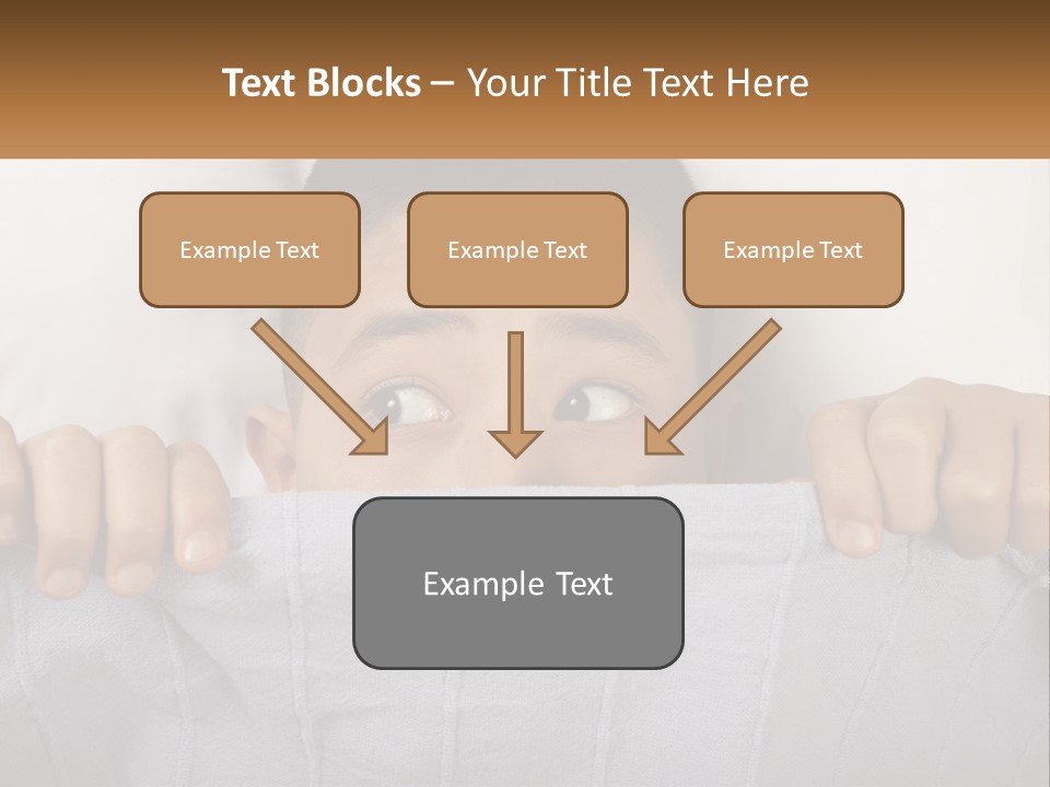 A Boy Peeking Over A Pillow With His Eyes Wide Open PowerPoint Template