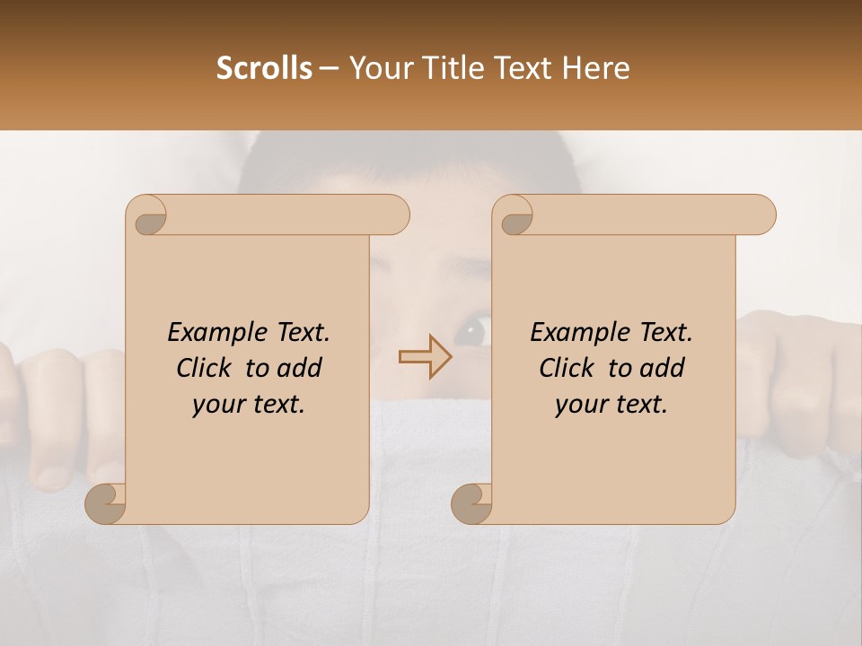 A Boy Peeking Over A Pillow With His Eyes Wide Open PowerPoint Template