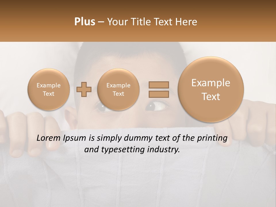 A Boy Peeking Over A Pillow With His Eyes Wide Open PowerPoint Template