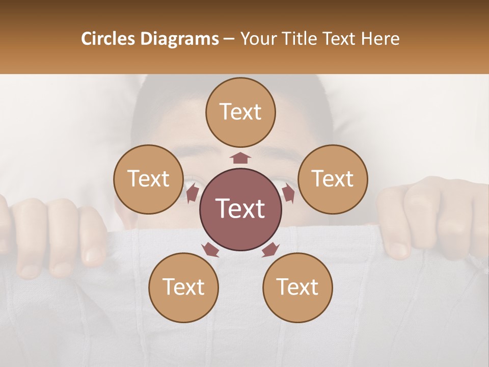 A Boy Peeking Over A Pillow With His Eyes Wide Open PowerPoint Template