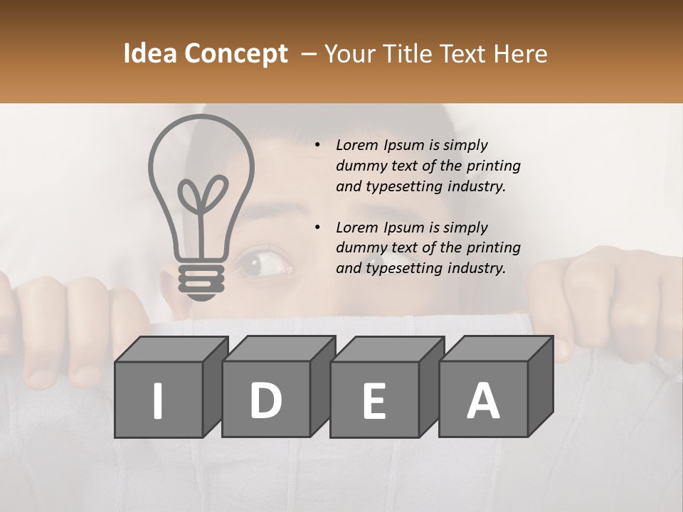 A Boy Peeking Over A Pillow With His Eyes Wide Open PowerPoint Template