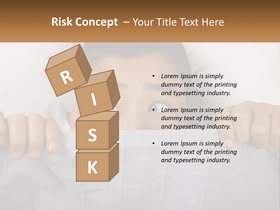 A Boy Peeking Over A Pillow With His Eyes Wide Open PowerPoint Template