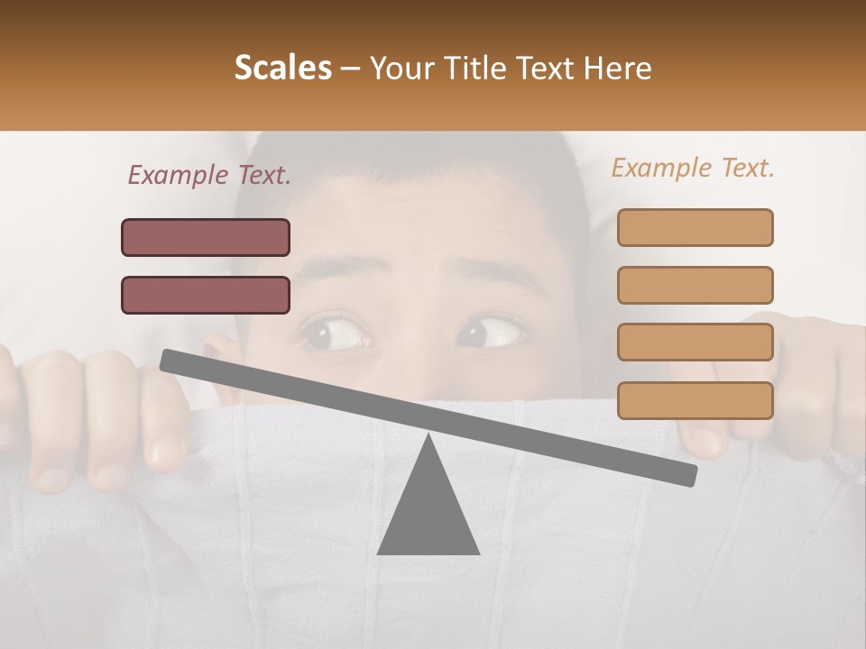 A Boy Peeking Over A Pillow With His Eyes Wide Open PowerPoint Template