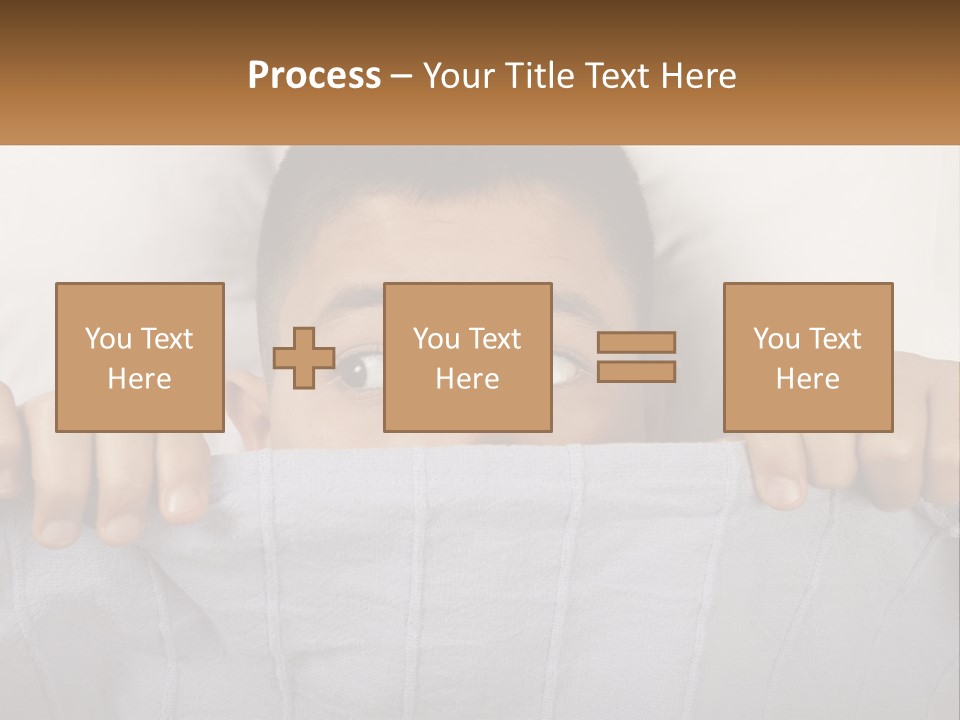 A Boy Peeking Over A Pillow With His Eyes Wide Open PowerPoint Template