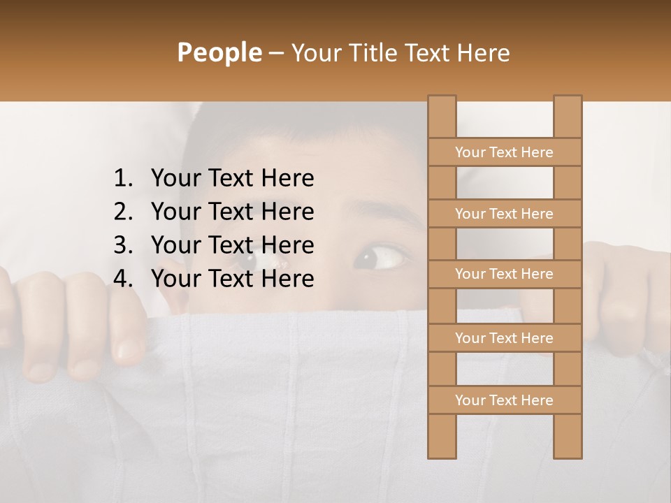 A Boy Peeking Over A Pillow With His Eyes Wide Open PowerPoint Template