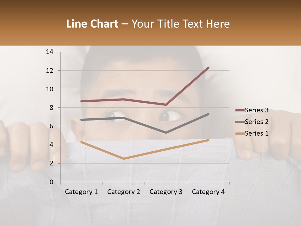 A Boy Peeking Over A Pillow With His Eyes Wide Open PowerPoint Template