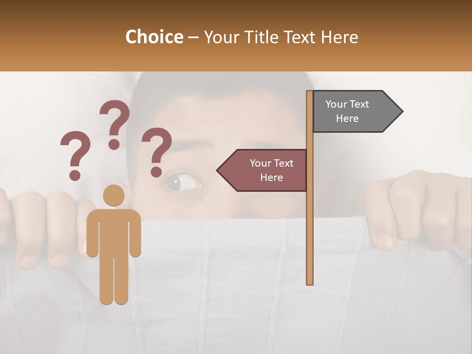 A Boy Peeking Over A Pillow With His Eyes Wide Open PowerPoint Template