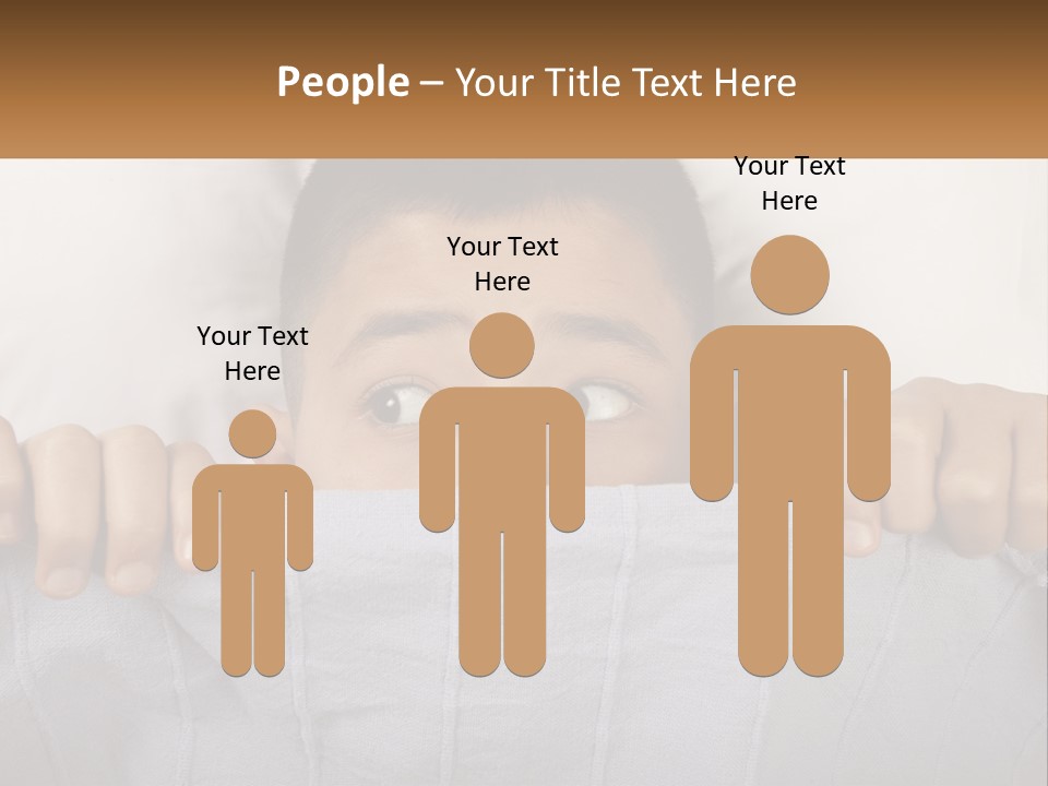A Boy Peeking Over A Pillow With His Eyes Wide Open PowerPoint Template