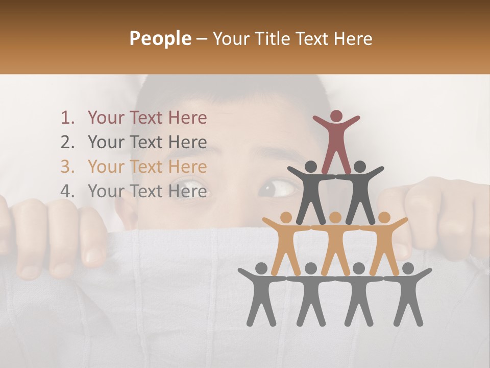 A Boy Peeking Over A Pillow With His Eyes Wide Open PowerPoint Template