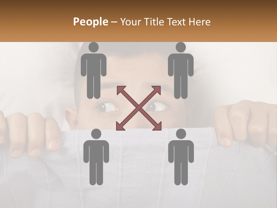 A Boy Peeking Over A Pillow With His Eyes Wide Open PowerPoint Template