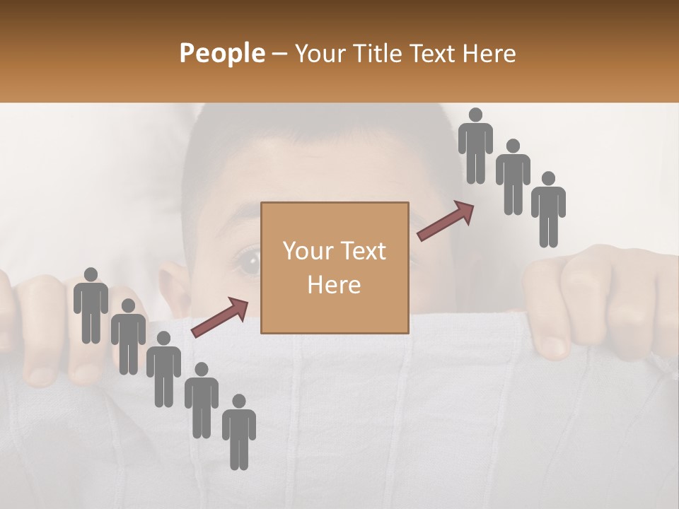A Boy Peeking Over A Pillow With His Eyes Wide Open PowerPoint Template