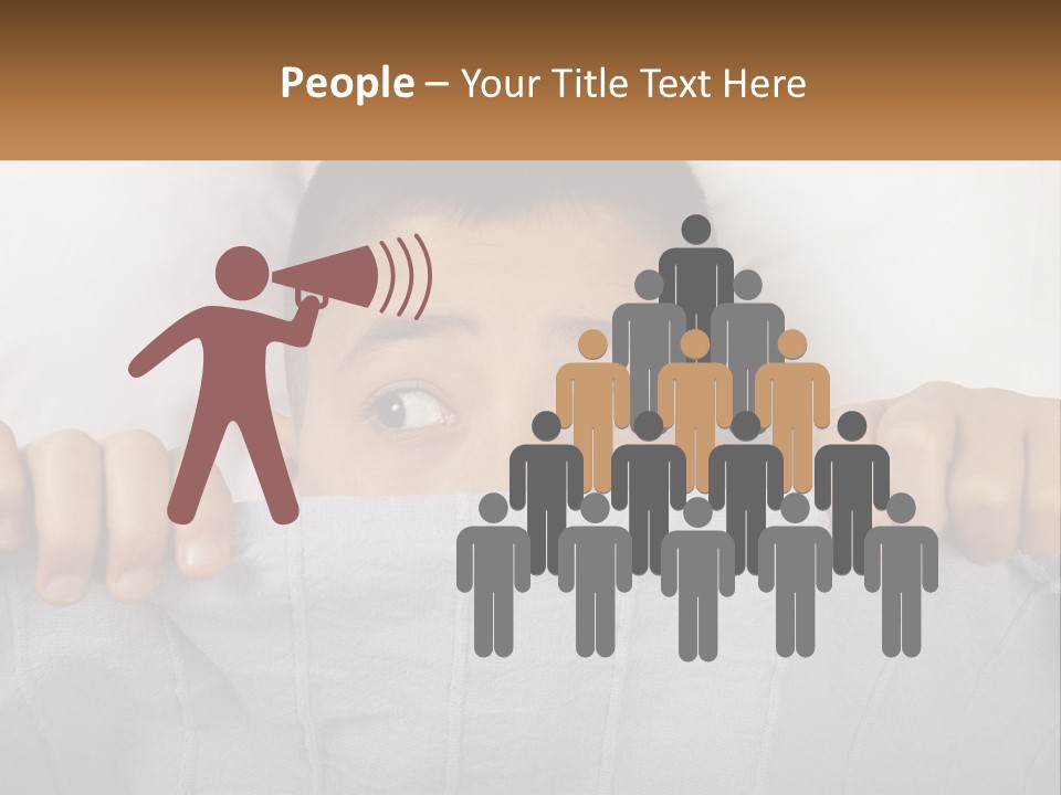 A Boy Peeking Over A Pillow With His Eyes Wide Open PowerPoint Template