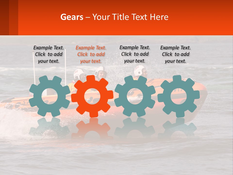 A Group Of People In An Inflatable Boat In The Water PowerPoint Template